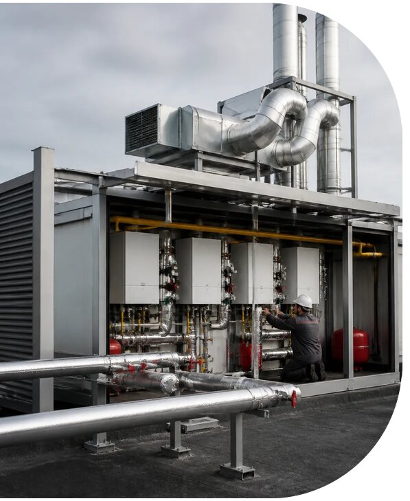 Монтаж и установка крышной котельной под ключ в Феодосии